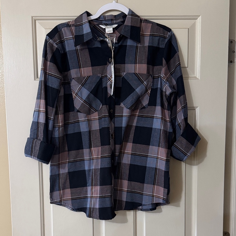 Natural Reflections Black and Brown Plaid Shirt